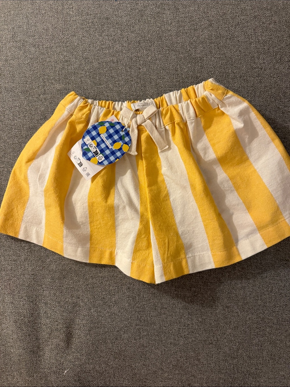 Zara Yellow and White Striped Girls' Shorts